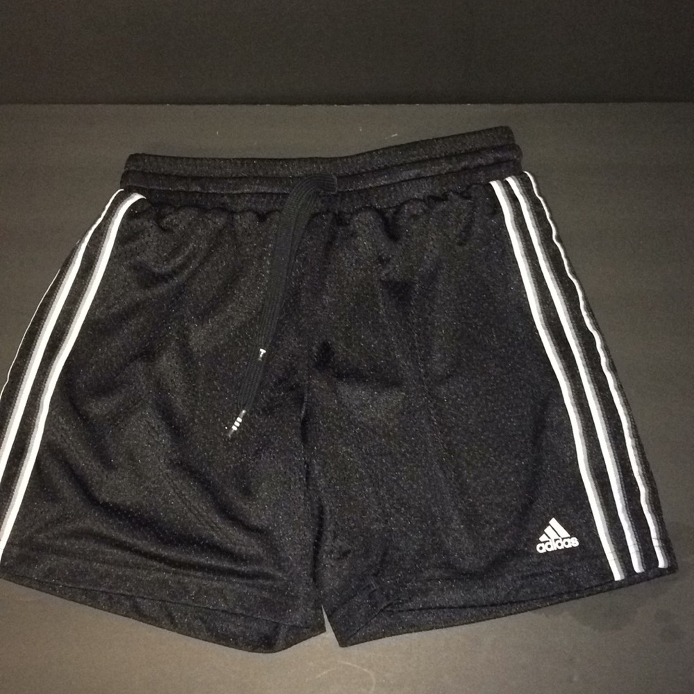 Adidas mesh basketball shorts black white stripes